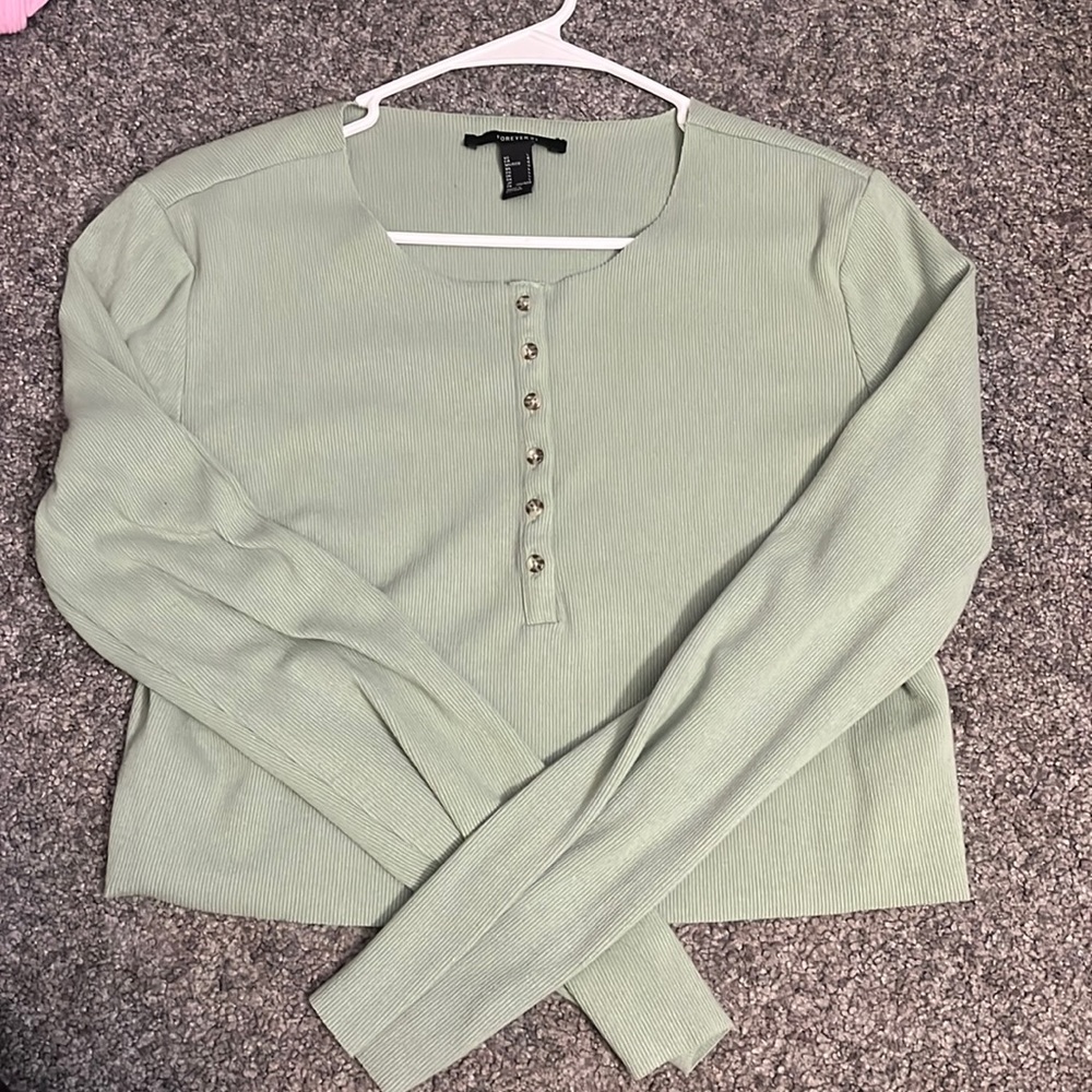 Green forever 21 long sleeve shirt